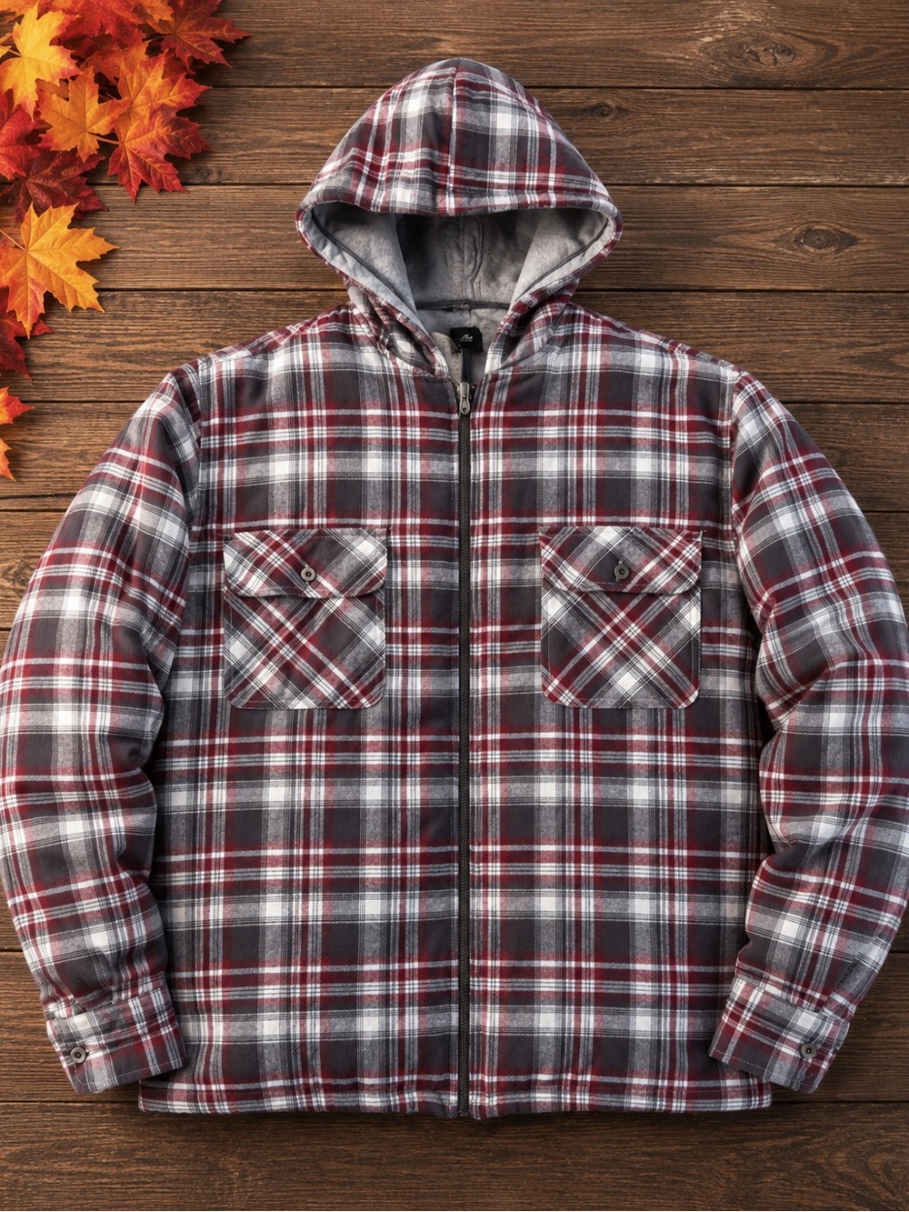 Great Northwest Hooded Flannel Jacket Mens XL Zip Up